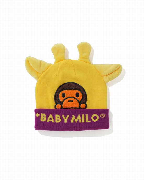 Yellow Bape Milo Friends Boa Kids' Caps | ZA-48730