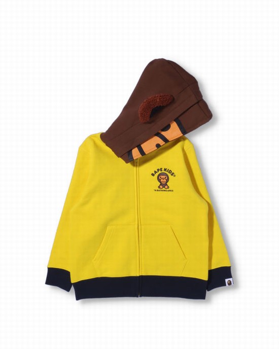 Yellow Bape Milo Friends Zip Kids' Hoodie | ZA-28746