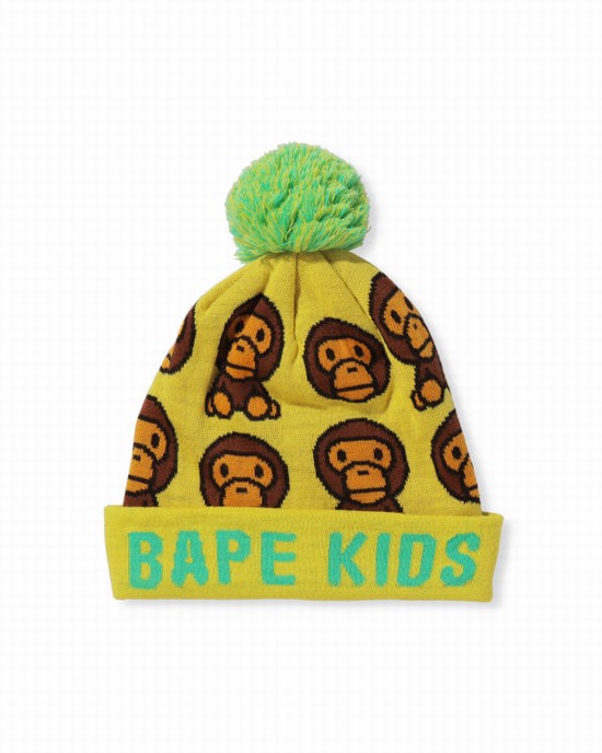 Yellow Bape Milo Pattern Kids' Caps | ZA-14795