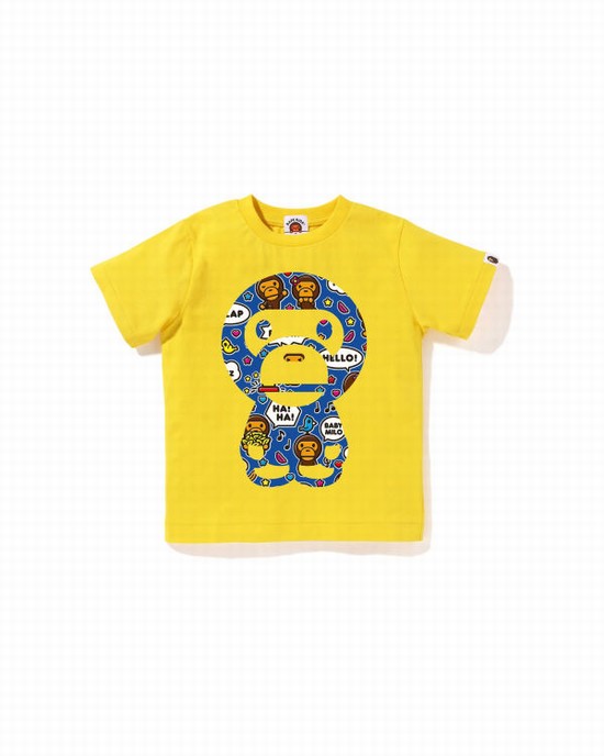 Yellow Bape Milo Speech Balloon Big Milo Kids' T Shirts | ZA-02541