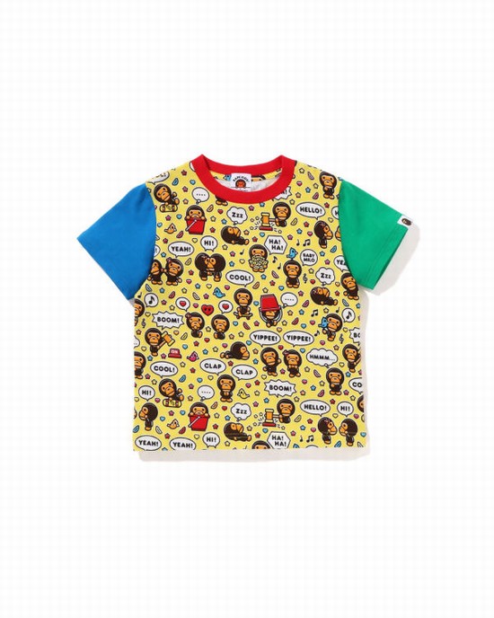 Yellow Bape Milo Speech Balloon Kids' T Shirts | ZA-39206