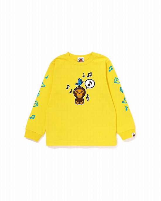 Yellow Bape Milo Speech Balloon L/S #2 Kids' T Shirts | ZA-74930