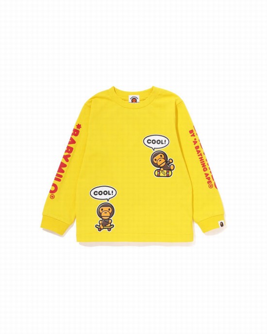 Yellow Bape Milo Speech Balloon L/S #3 Kids' T Shirts | ZA-58630