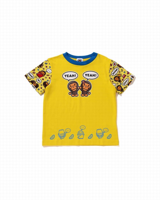 Yellow Bape Milo Speech Balloon Milo Lisa Kids' T Shirts | ZA-90157