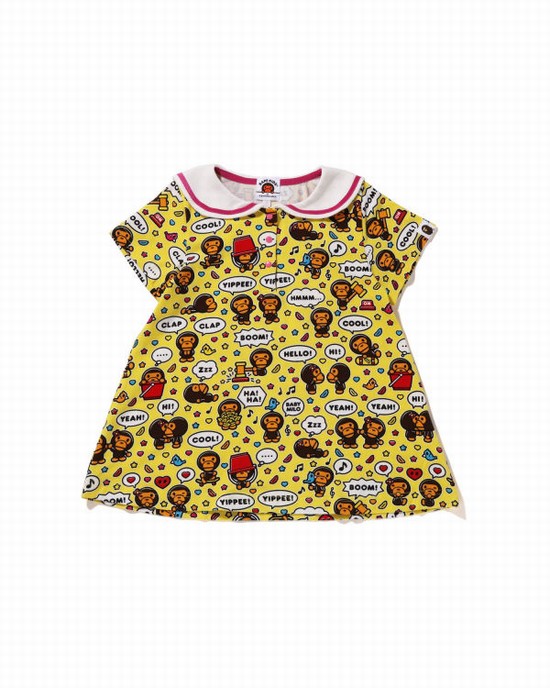 Yellow Bape Milo Speech Balloon Sailor Collar Kids' T Shirts | ZA-35096