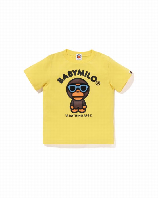 Yellow Bape Milo Sunglass Patched Kids' T Shirts | ZA-57846