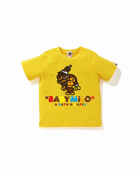 Yellow Bape Milo Sweets Kids' T Shirts | ZA-12754