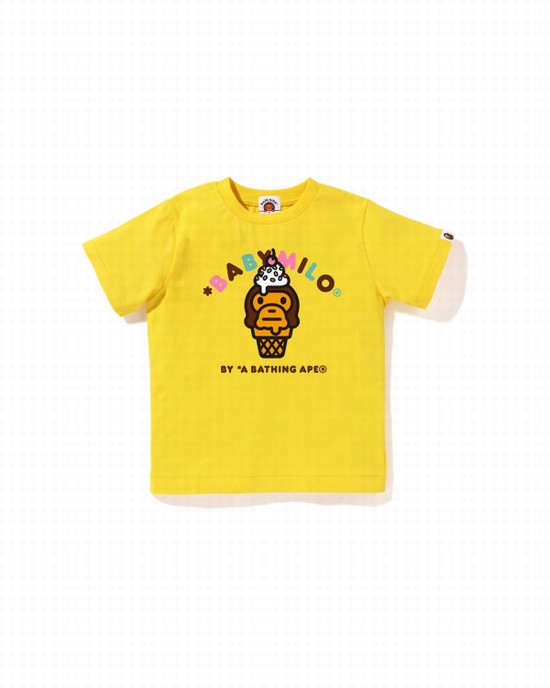 Yellow Bape Milo ice cream Kids' T Shirts | ZA-18495