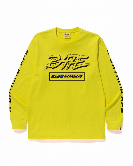 Yellow Bape Motor Sport Men's T Shirts | ZA-90241