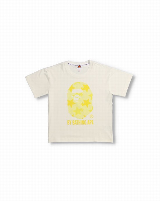 Yellow Bape STA Pattern Oversized Kids' T Shirts | ZA-75491